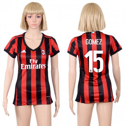 Women's AC Milan #15 Gomez Home Soccer Club Jersey